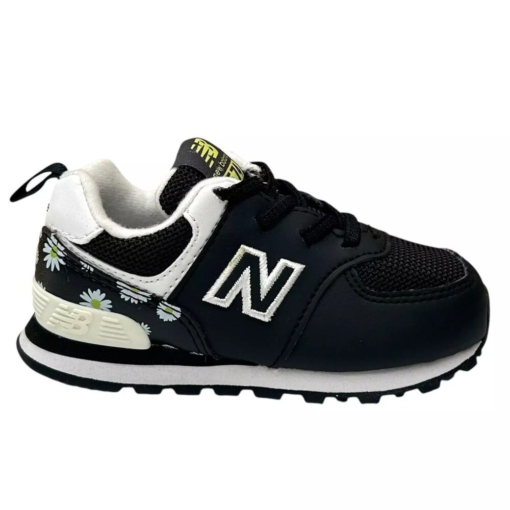 New Balance Toddler Girl's Slip-on Sneakers Size 7 Black/White Flower Print - Picture 2 of 12
